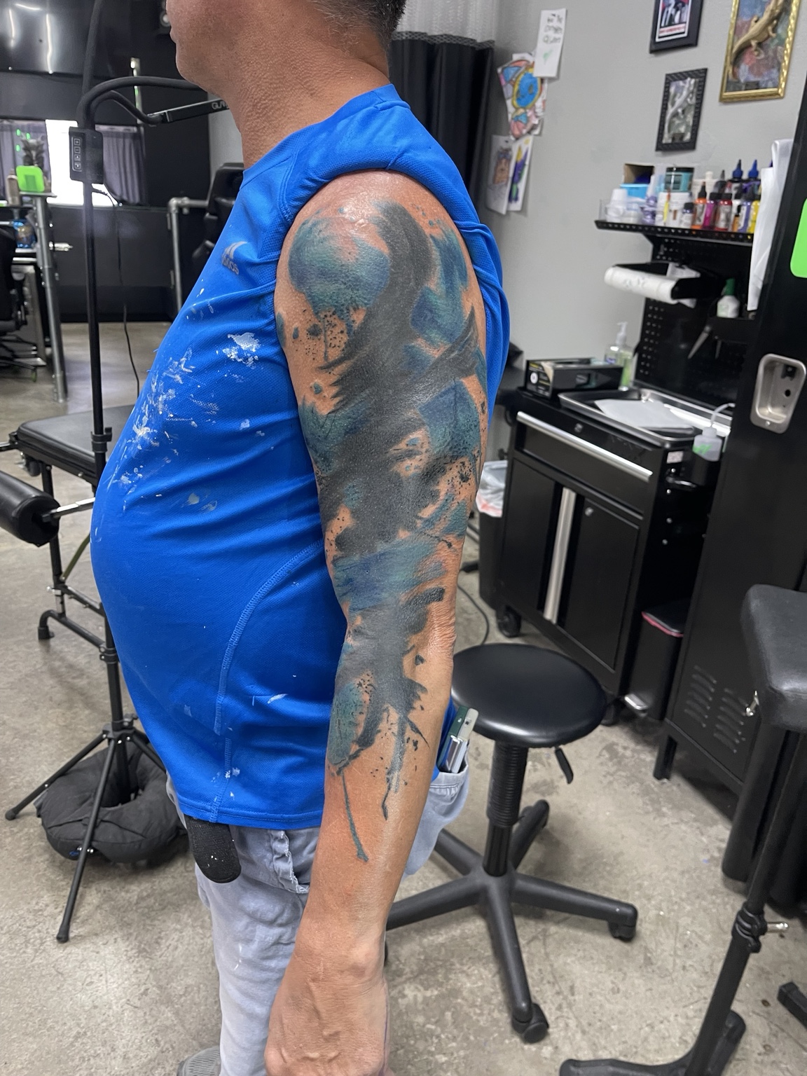 Abstract blackwork arm tattoo alternate view