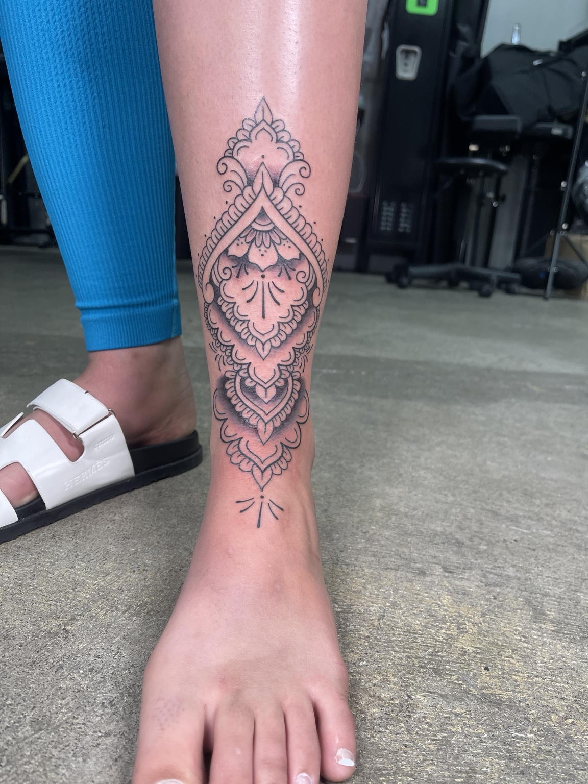 Ornamental foot tattoo first view