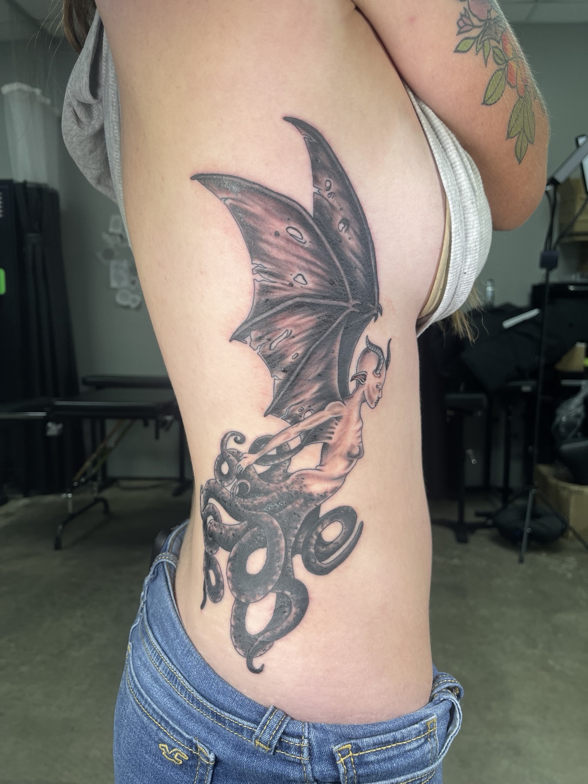 Dragon side tattoo alternate view