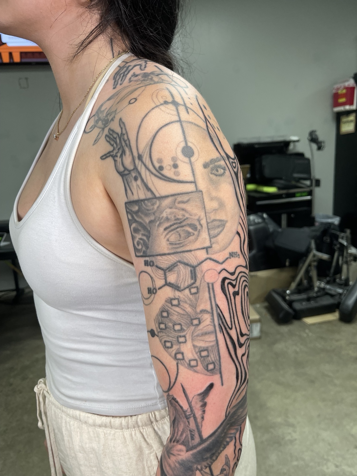 Patchwork illustrative arm alternate view