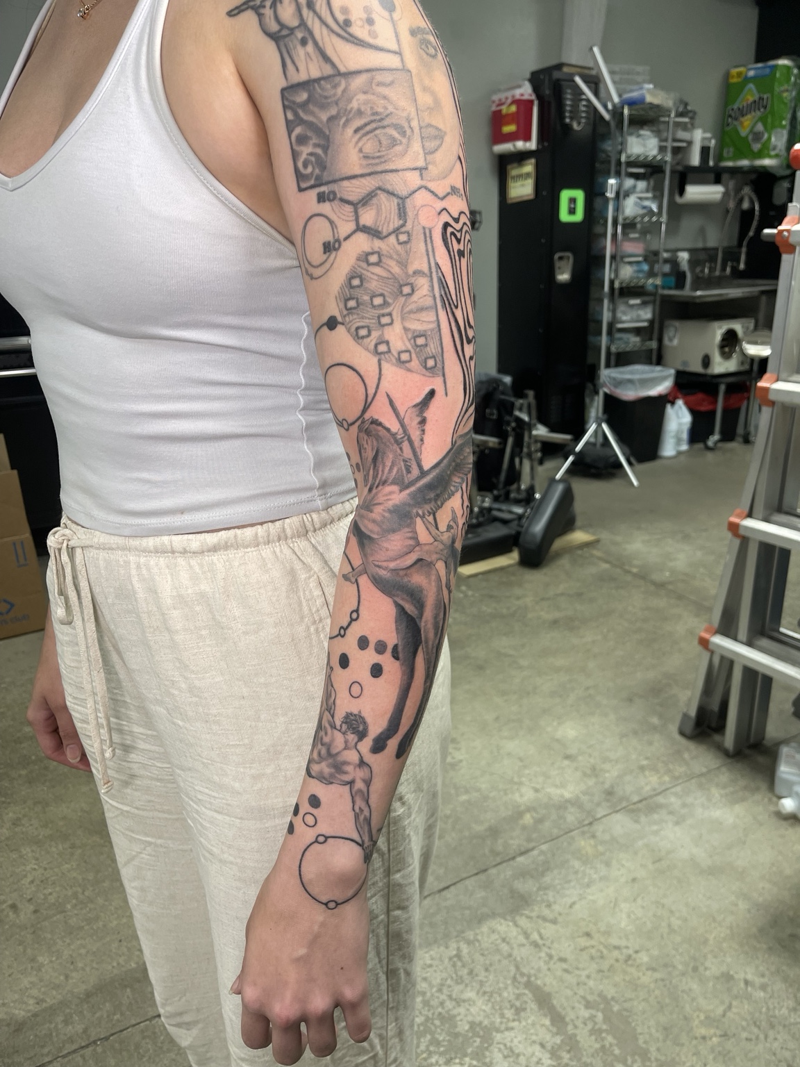 Patchwork illustrative arm alternate view