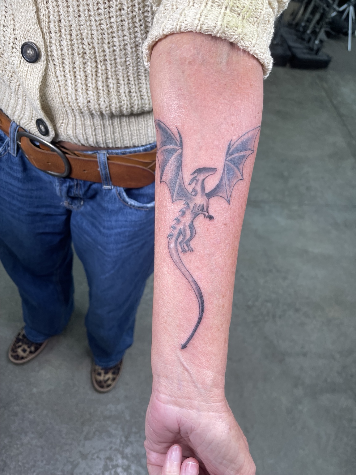 Hummingbird style forearm tattoo