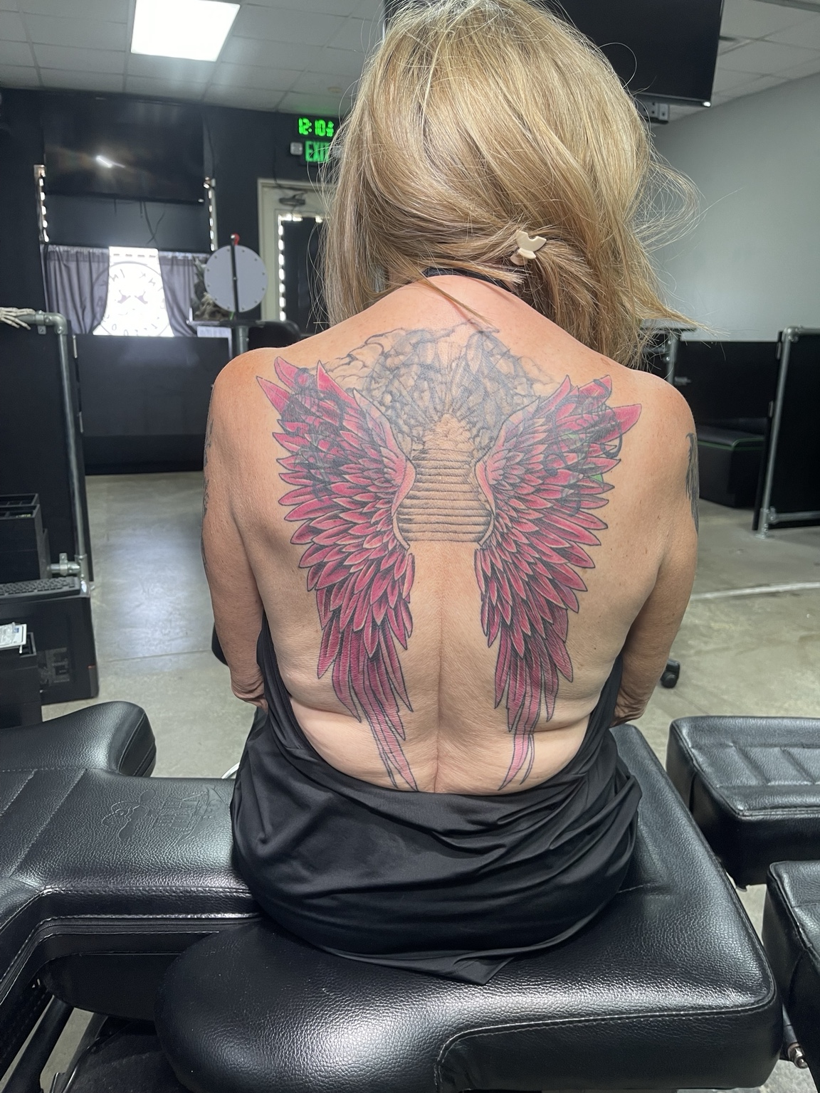 Wing back tattoo project view one